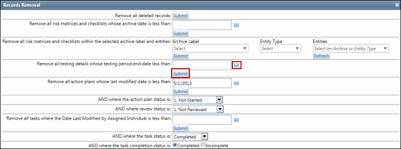 Remove Control Testing History