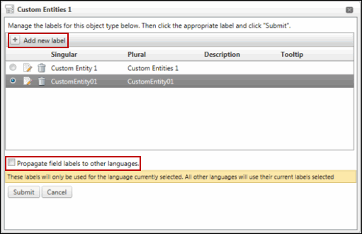 Configure Object Types - Manage Labels