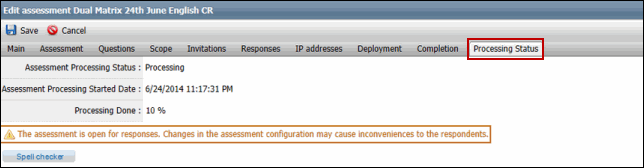 processing status