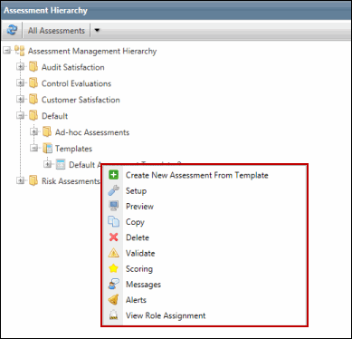 managing assessment templates