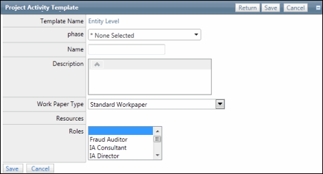 Add an Audit Activity Template